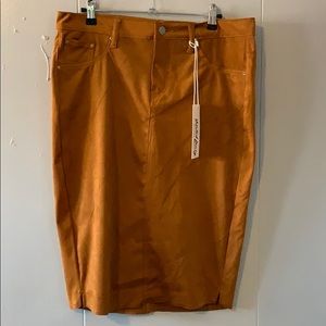 Skirted Fancy Cognac faux suede skirt.